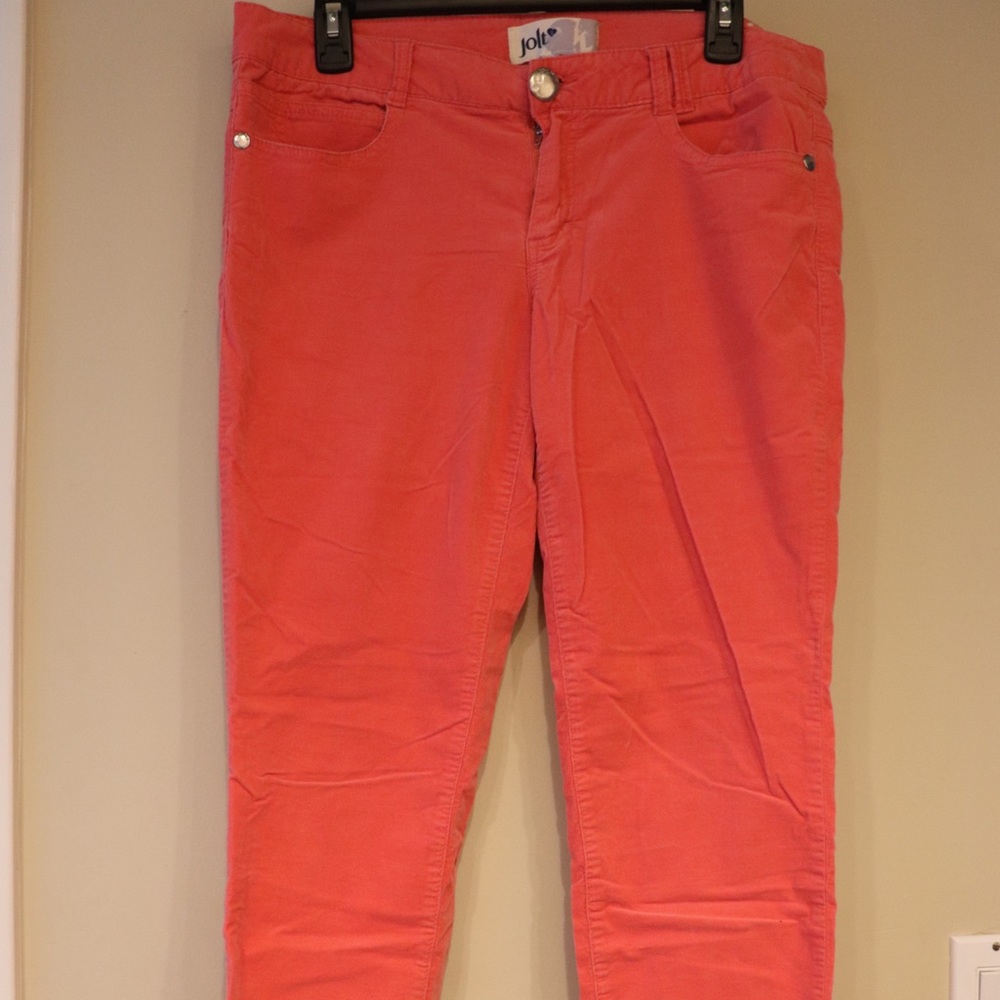 Jolt Pink corduroy pants.